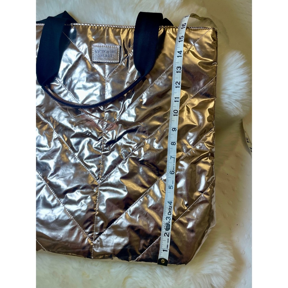 Victoria's Secret Rose Gold Quilted Metallic Tote Bag Limited Edition NWT - Picture 7 of 8